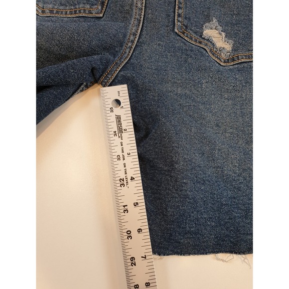 Free People Shorts Womens 27 Blue Denim Distressed Cutoff Raw Hem High Rise NWT - Picture 13 of 16